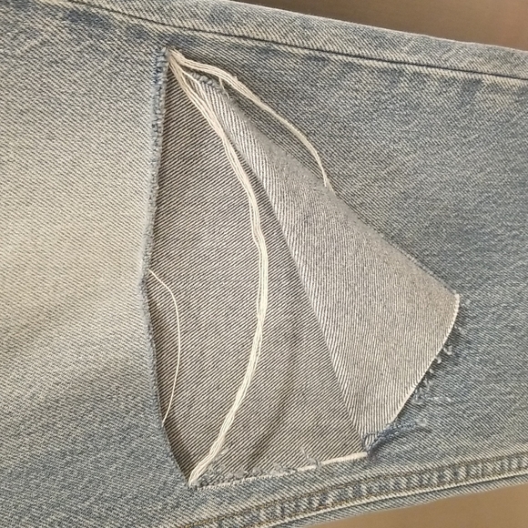 💕RE/DONE💕 70's Straight Leg Jeans ~ Daring Indigo With Rip High Waist 31 NWOT - Picture 14 of 16